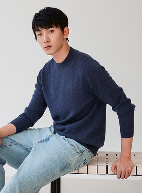 米皇【男士百搭】秋冬100%山羊绒圆领内搭男士羊毛羊绒衫