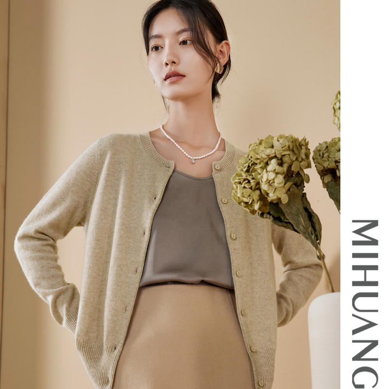 米皇正品秋冬新款圆领纯色羊绒衫