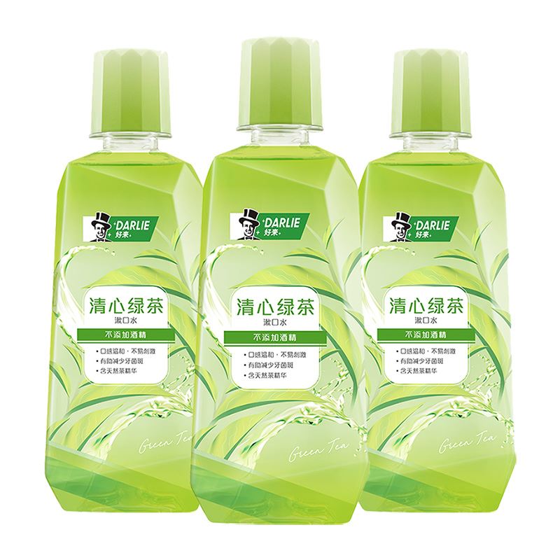 DARLIE好来/黑人漱口水清心绿茶香500ml*3清口气减少细菌温和清新