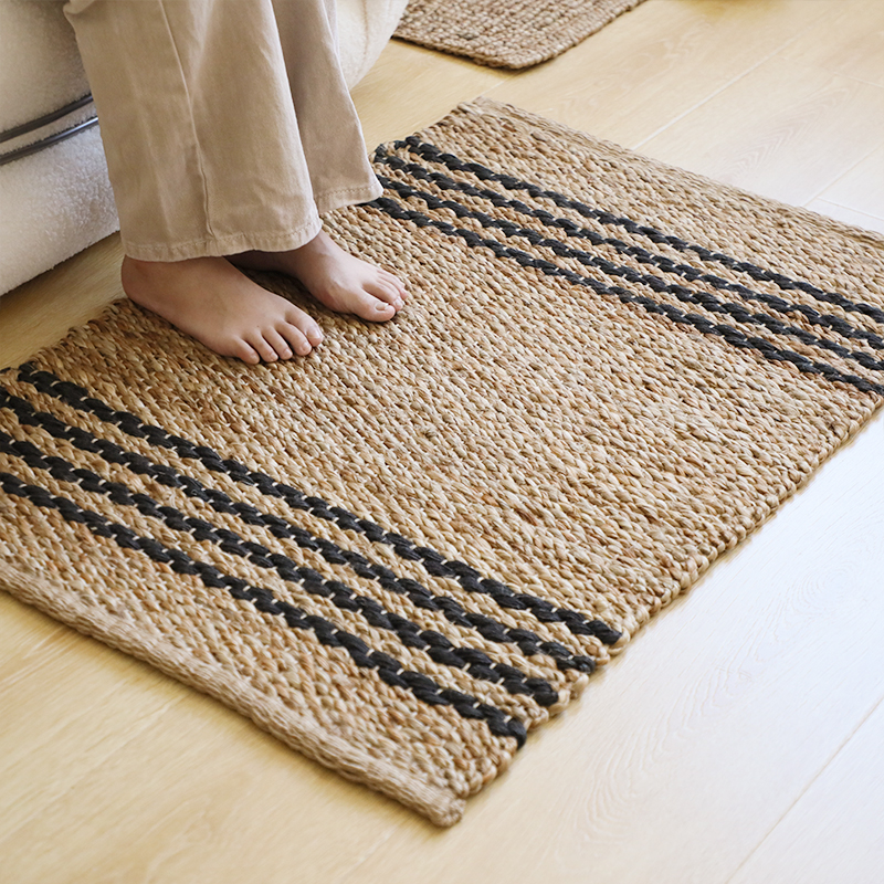 手工编织黄麻地毯地垫环保无胶