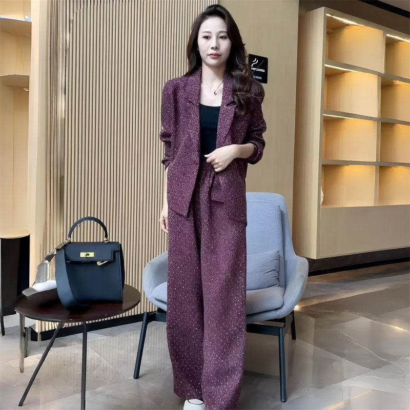 时尚套装女士洋气质显瘦设计感西服外套阔腿裤两件套