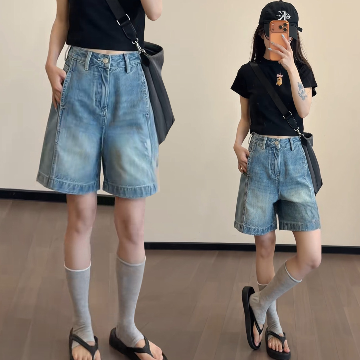 时尚高腰牛仔短裤女夏季薄款