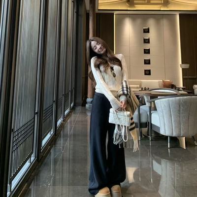 【暖憩裤】文雅说内里磨毛宽腰头抽绳卫裤休闲百搭时髦长裤女