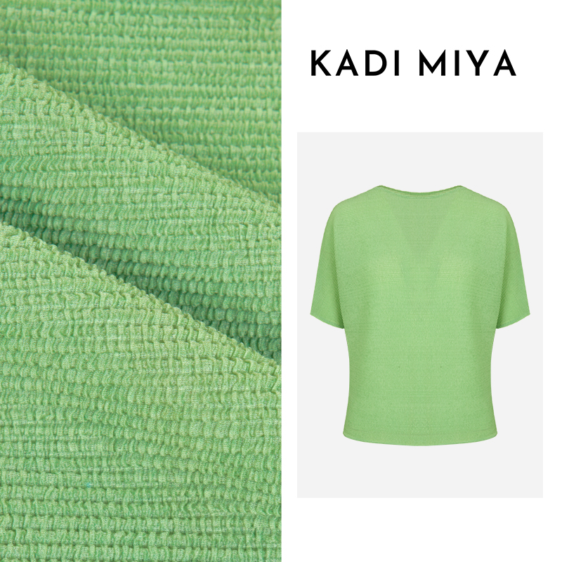 KADIMIYA【烏菲茲】三宅風(fēng)設(shè)計(jì)感高彈褶皺風(fēng)琴褶圓領(lǐng)短袖上衣T恤
