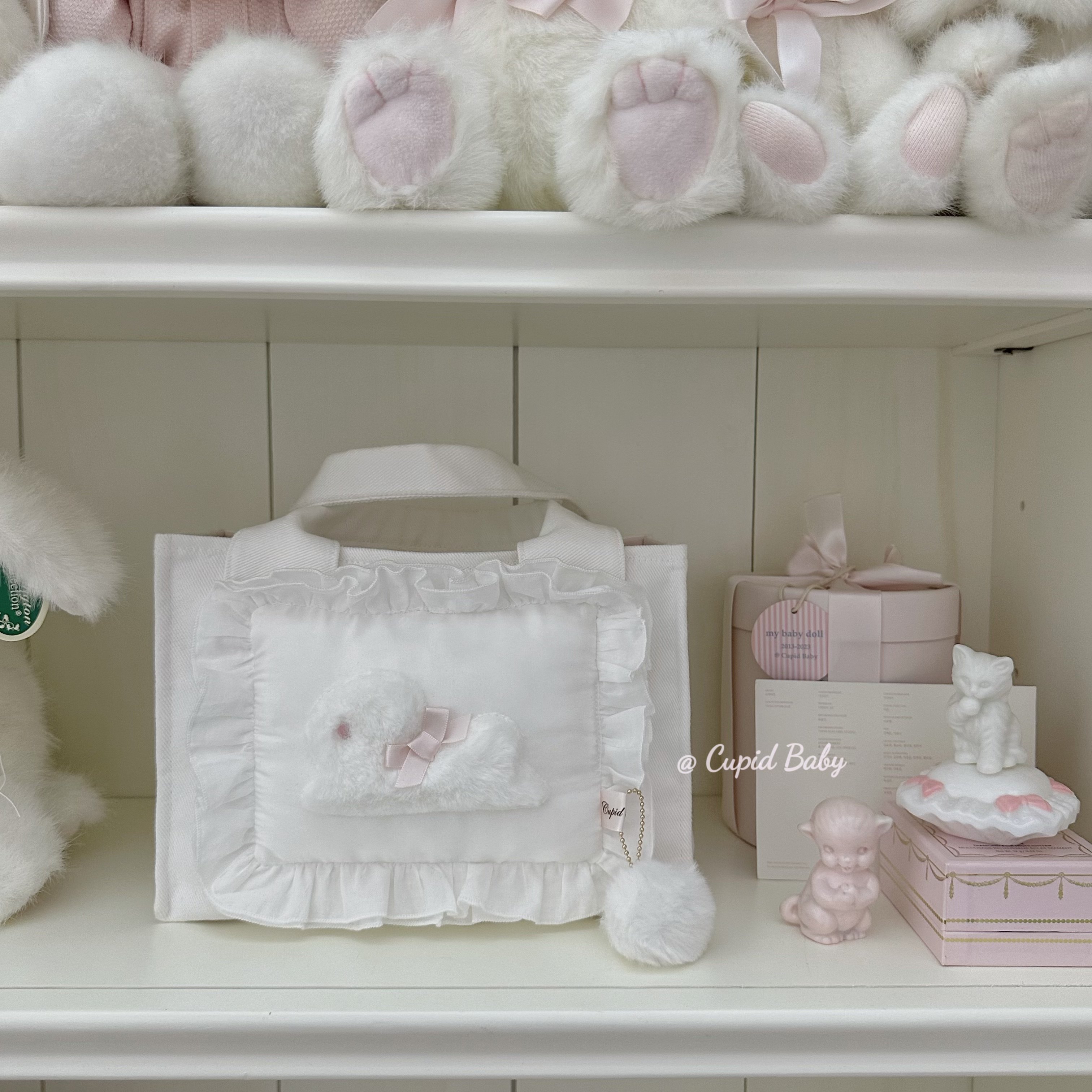 Cupid Baby 可爱的兔子商店2.0 # 纯白花边枕头 原创手作手拎包