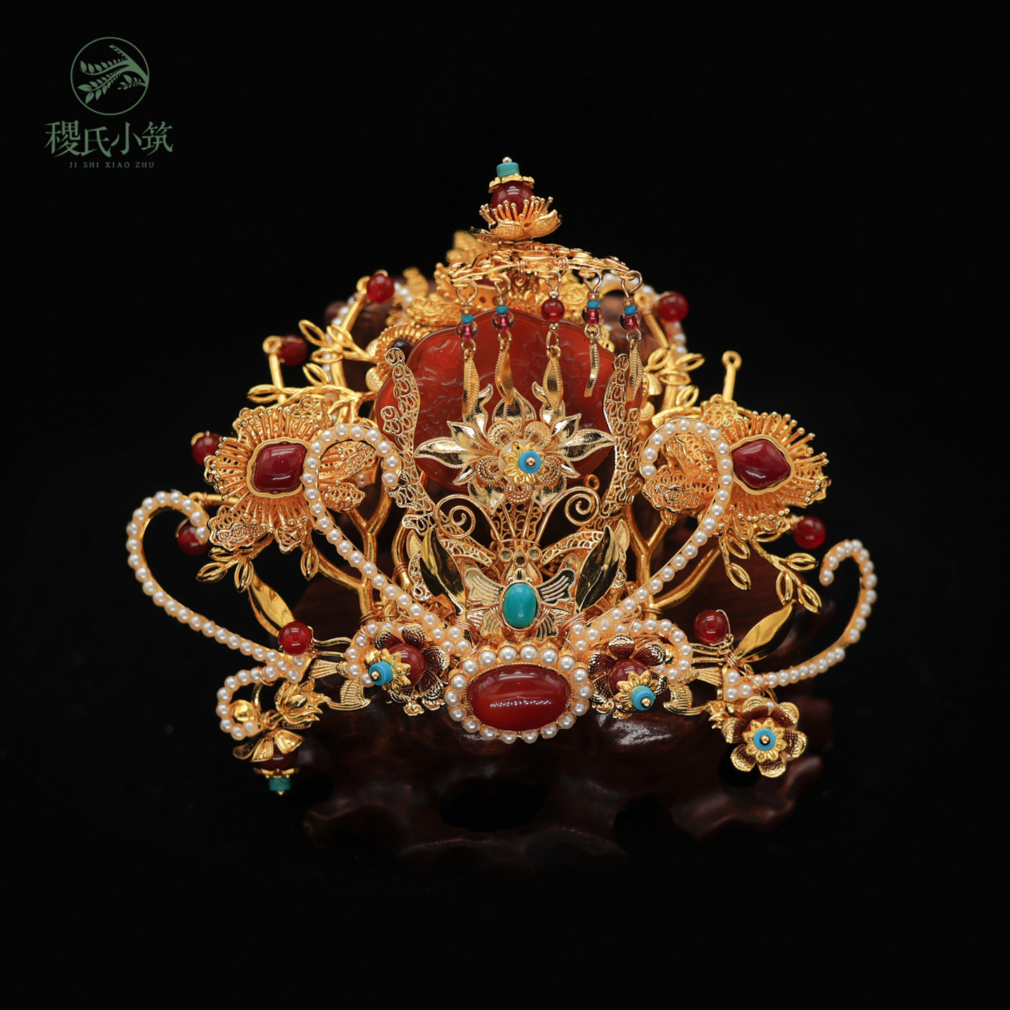 稷氏小筑 绛朱颜  汉服发饰花钿古风古装头饰套装女发钗发冠