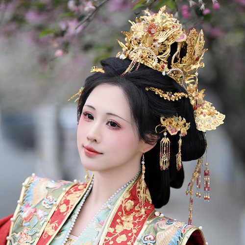 稷氏小筑 凤昭华 汉婚服发冠套装古风华丽配饰结婚嫁发饰婚冠凤冠