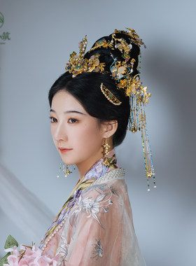 稷氏小筑 韶华 汉服发冠发钗发簪铜镀金国风套装古风发饰女头饰