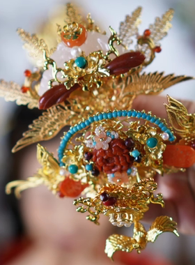 稷氏小筑 桃愿  汉服发饰花钿古风古装头饰套装女发钗发冠