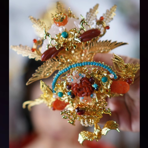 稷氏小筑 桃愿  汉服发饰花钿古风古装头饰套装女发钗发冠