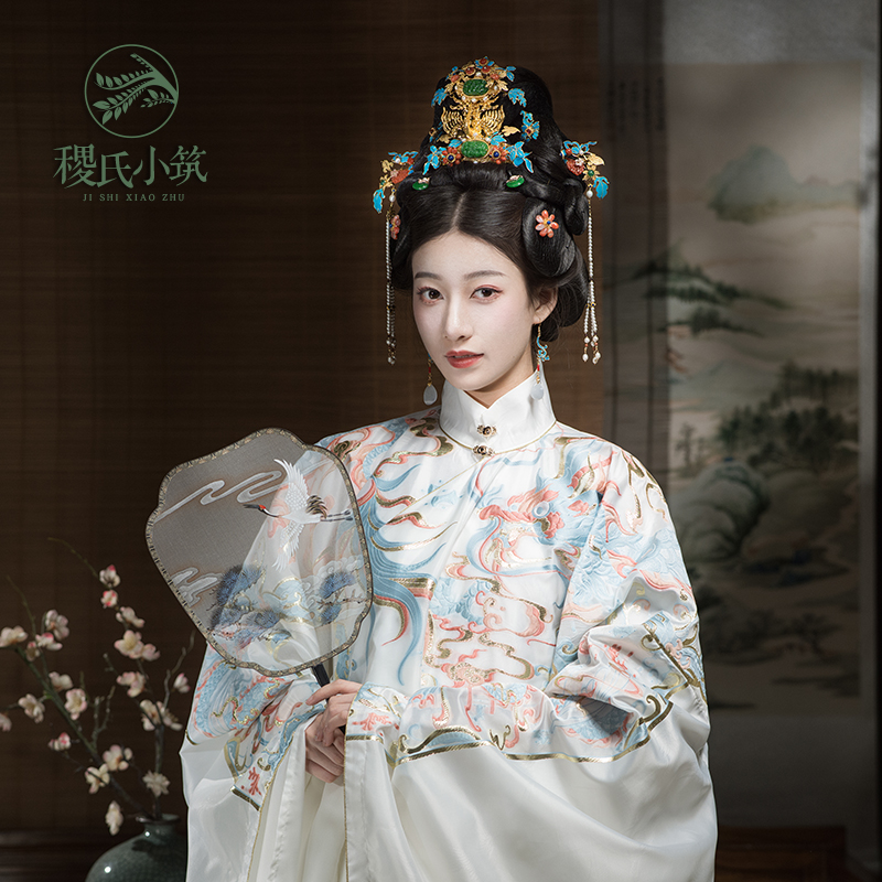 稷氏小筑 青羽 汉服发饰发冠套装古典古风配饰头饰女发钗发簪耳环
