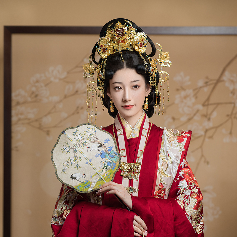 稷氏小筑 喜到 汉婚发冠新娘结婚服发饰凤冠后压套装女汉服发冠