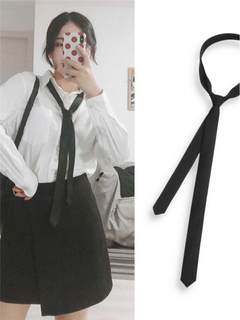 领带女士男3CM超窄韩版纯黑色衬衫装饰搭配学院风日系手打细