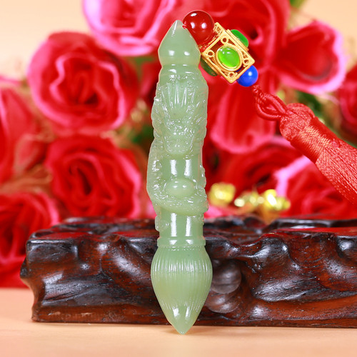 和田玉新疆黄口料龙腾盛世金榜题名手把件吊坠项链送亲友附证书