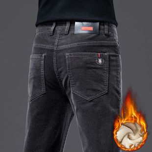 子中年男士 秋冬新款 外穿加绒加厚男裤 直筒长裤 休闲裤 高端灯芯绒裤