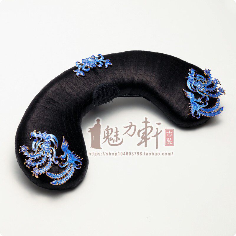 延禧攻略皇后旗头古装造型清朝贵妃娘娘头饰点翠景泰宝蓝凤凰发饰