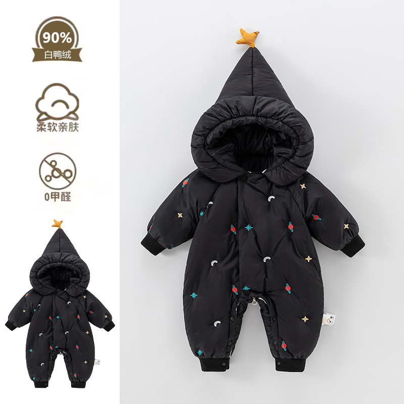 婴儿羽绒服连体衣冬季加厚保暖