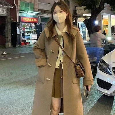 【送运费险】驼色加厚毛呢外套女