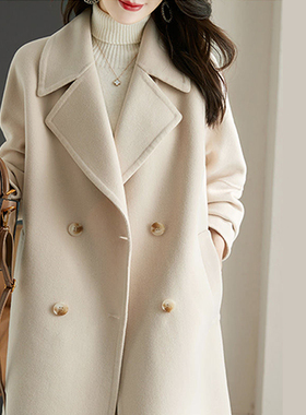 155cm小个子短款毛呢外套女韩系大码胖MM宽松加绒加绒呢子大衣