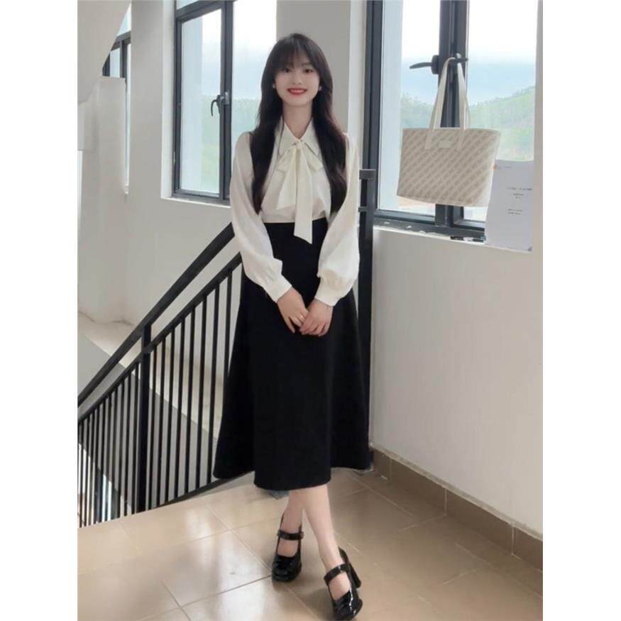 【送运费险】飘带白色衬衫女