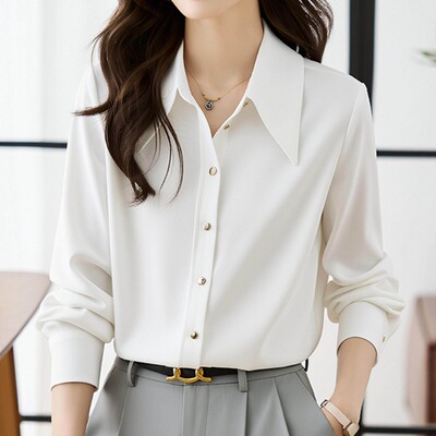 【送运费险】白色醋酸缎面长袖