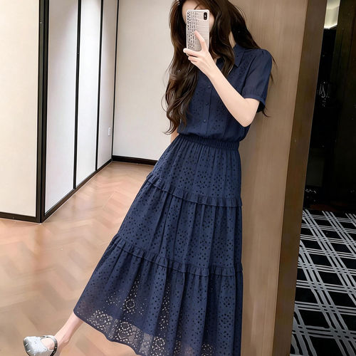 【送运费险】法式蓝色衬衫连衣裙