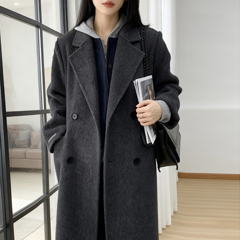 【送运费险】黑灰色毛呢外套女