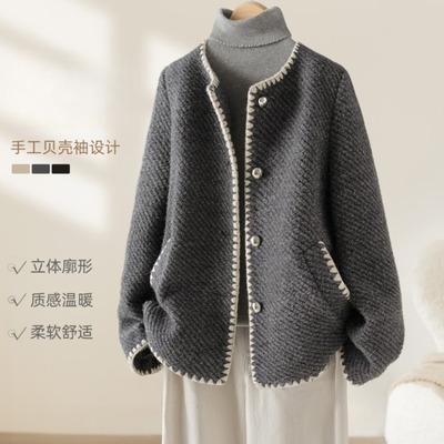 【送运费险】深灰色短款毛呢外套