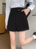 子 女小个子遮肚子设计感胖mm遮胯外穿休闲黑色百搭显瘦裤 西装 短裤