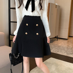 短裙小个子中长裙遮肚遮胯a字裙胖mm鱼尾裙 半身裙女伞裙黑色西装