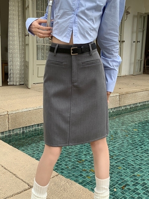 灰色半身裙女西装包臀裙a字裙