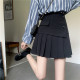 百褶裙女短裙设计感半身裙a字裙胖mm学院风灰色黑色白色西装 裙裤