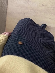 韩系遮胯及膝裙 毛呢半身裙女复古藏青格子秋冬百搭女士a字裙大码
