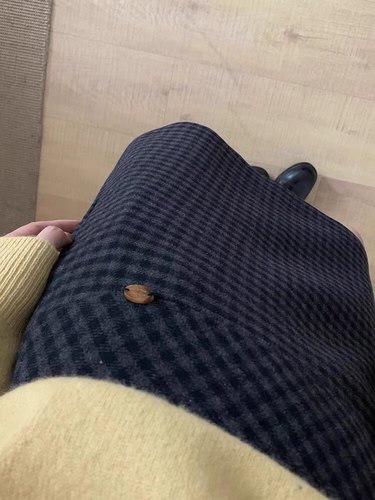 藏青格子裙毛呢及膝半身裙a字裙