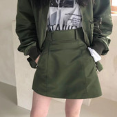 半身裙a字裙工装 设计感包臀裙小个子胖mm黑色牛仔短裙军绿色裙裤