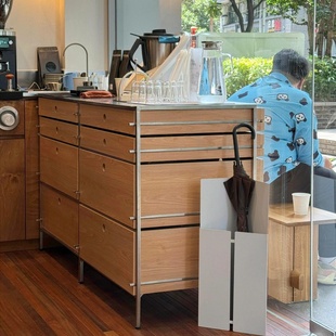 物宅 原创不锈钢北欧斗柜客厅餐边柜现代抽屉实木收纳轻奢储物柜