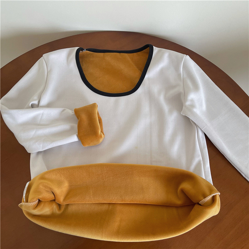 ！ Real price real shooting U-neck bottom shirt long sleeve warm Plush top bottom shirt