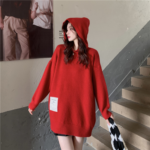 Real price real shot design sense of minority lazy Red Christmas Sweater autumn winter new year clothes high sense of wear