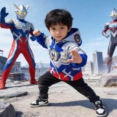 外套 牛角亮灯男童运动洋气带灯春秋款 2026春季 男童奥特曼外套薄款