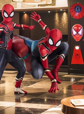 漫威超凡蜘蛛侠衣服男孩套装迈尔斯连体紧身衣cos六一儿童演出服