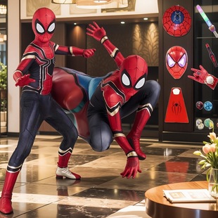 漫威超凡蜘蛛侠衣服男孩套装迈尔斯连体紧身衣cos六一儿童演出服
