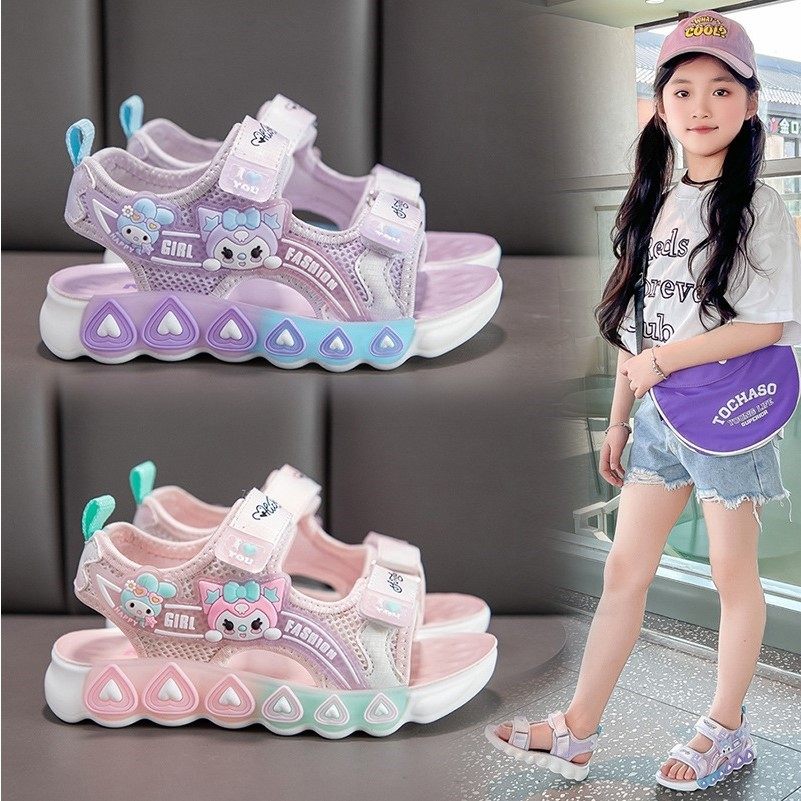 2025女童夏天凉鞋库洛米防滑洋气公主风夏新款儿童沙滩鞋百搭舒适
