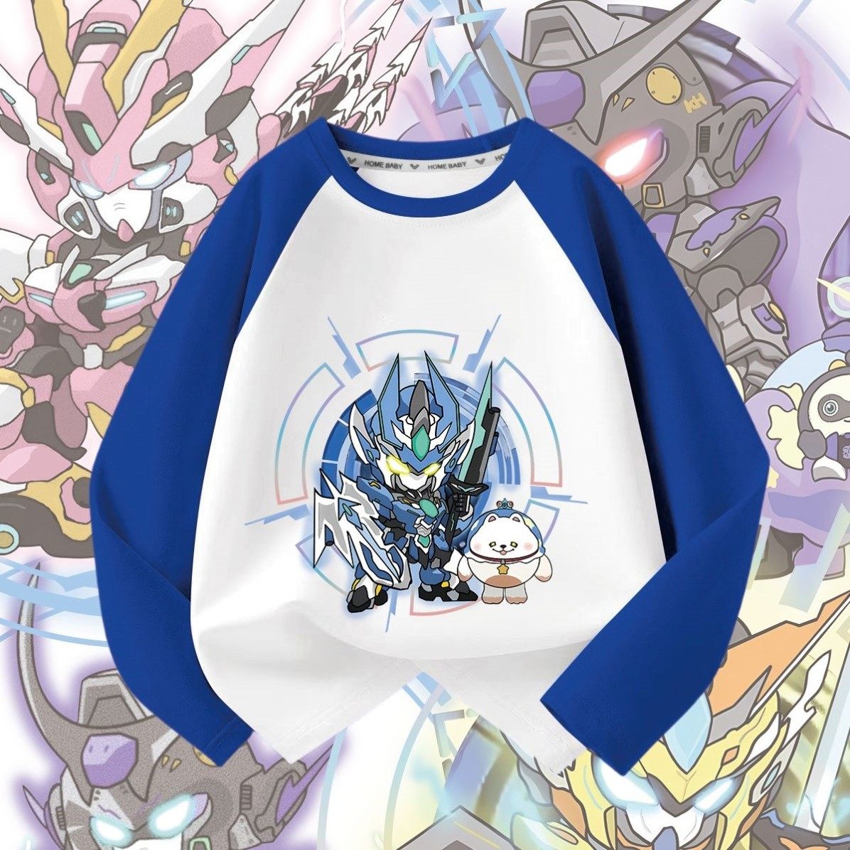 早秋儿童拼接长袖男童5机甲派对蛋仔T恤衣服春秋夏季纯棉女童上衣