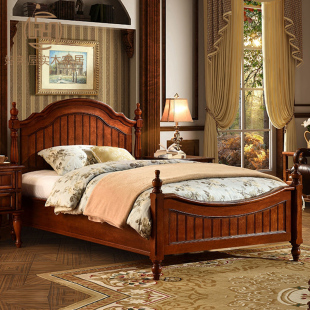 美式 实木儿童床男孩1.5单人床青少年1.2米男童床家具套房组合