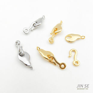 镀18K14K真金保色异形鱼钩收尾扣连接扣diy 珍珠手链项链饰品配件