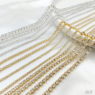 铜镀真金保色镶金灿钻超闪链条钻石爪链密链散链 diy手链项链饰品