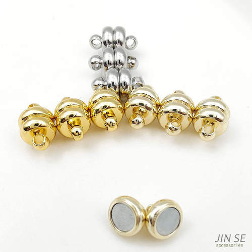 diy铜镀18K14K真金汉堡形磁铁扣