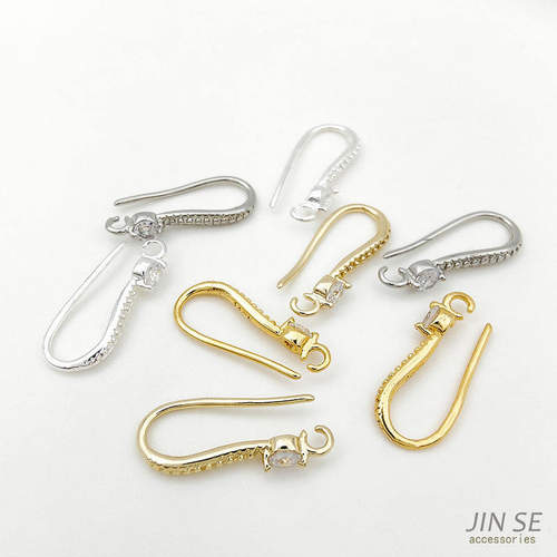 925纯银18k包金吊环diy耳钩配件