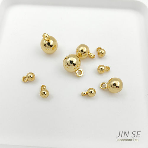 JINSE镀真金保色实心吊珠圆珠
