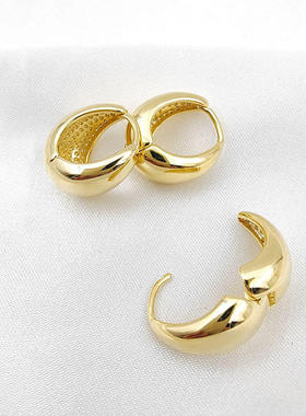 镀18K真金韩版简约气质复古通勤风圆圈耳扣女ins小众精致设计耳环